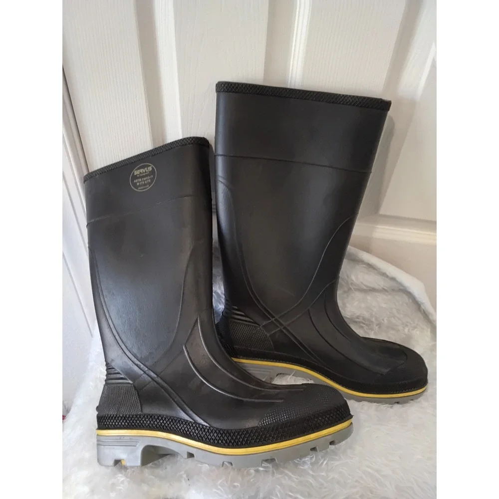 Servis by Honeywell ASTM F241311 M I75 C75 Black Rubber Steel Toe Work Boots‎
